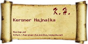 Kersner Hajnalka névjegykártya